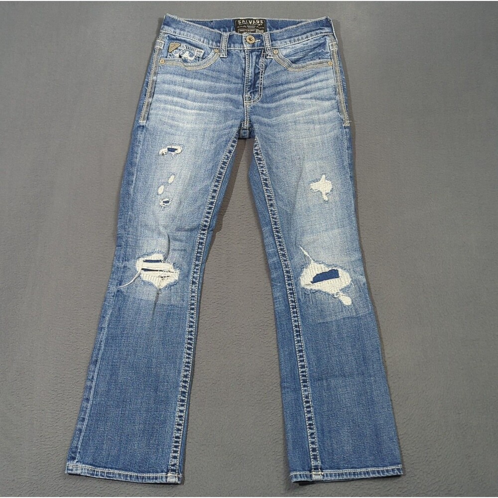 Salvage Jeans Men's 30x30 Blue Havoc Slim Boot Slim Fit Distressed